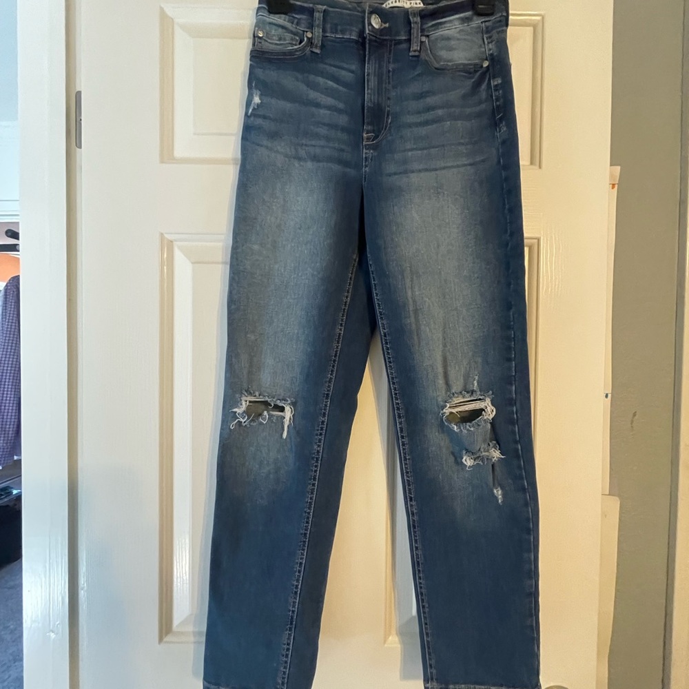 Ripped straight leg jeans